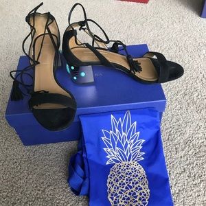 Aquazzura Cleopatra 50 Embellished Suede Sandal